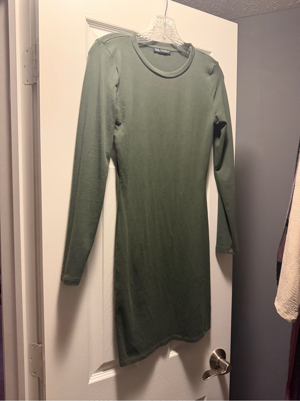 Zara Olive Green Long Sleeve Mini Dress